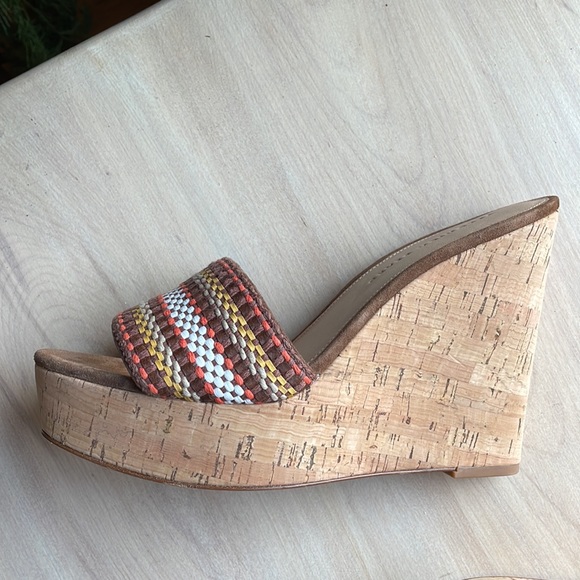 VERONICA BEARD NWOT Womens Sz 9.5 Dali Multi Woven Cork Wedge Sandals Brown - Picture 16 of 16